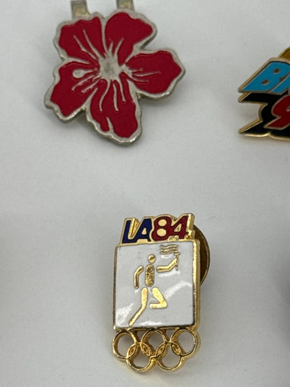 Lot of 9 Vintage Enamel Lapel Pins Hawaii Golf Canada Olympics Eagle Collectible