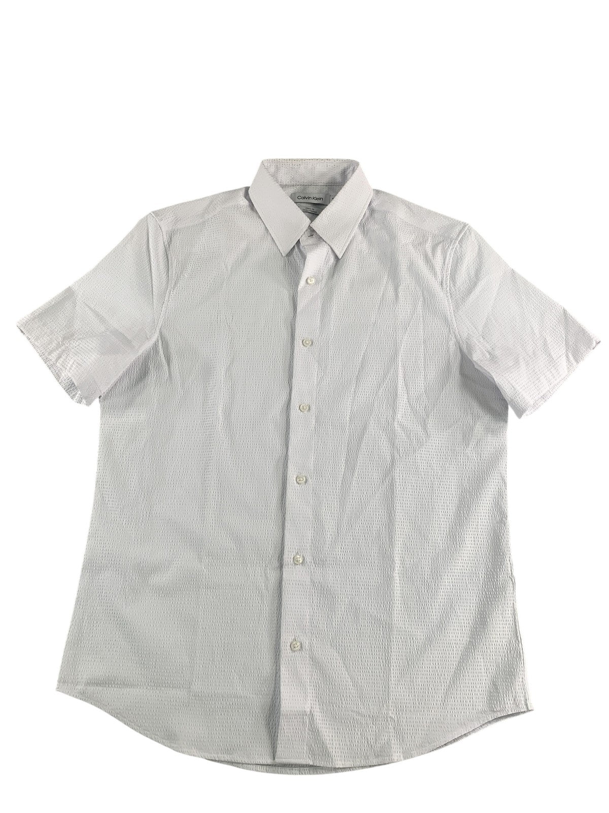 Calvin Klein Shirt Mens Extra Small White Classic Fit Short Sleeve Button Up 100
