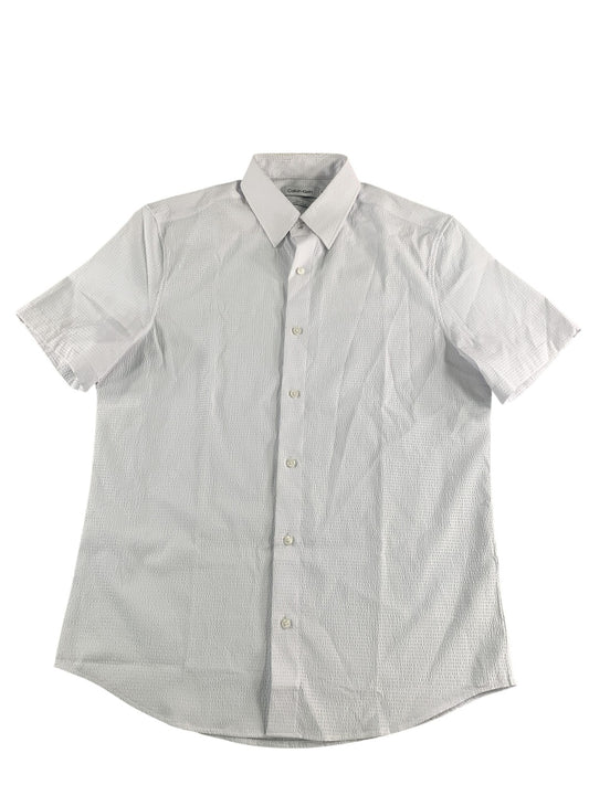 Calvin Klein Shirt Mens Extra Small White Classic Fit Short Sleeve Button Up 100