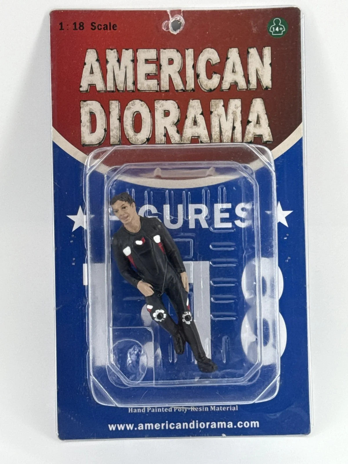 American Diorama Race Day Man Figure I 1:18 Biker Resin Figure New Sealed Red