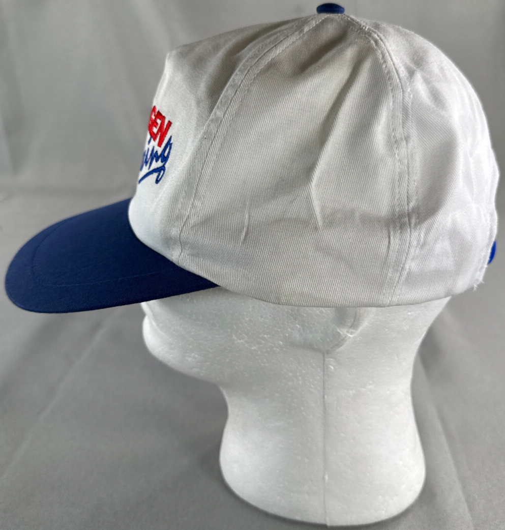 VTG Kragen Racing Snapback Hat White Blue 90s Promo Cap Taiwan Cotton OSFA NWT