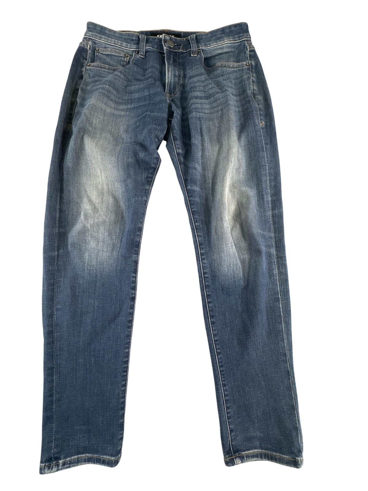 Express Jeans Mens 29x30 Blue Skinny Hyper Stretch Denim Medium Wash Pants Red