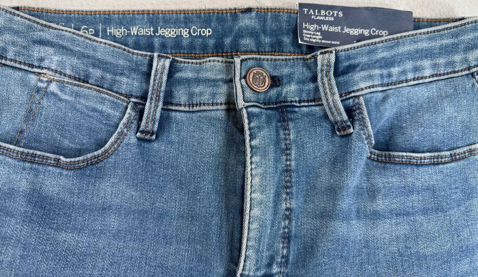 Talbots Flawless High Waist Jegging Crop Jeans Womens 6P Blue Stretch Denim