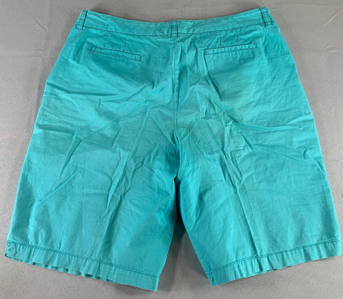 Khakis & Co Womens Chino Shorts Sz 12 Aqua Blue Flat Front Mid Rise 9" Inseam