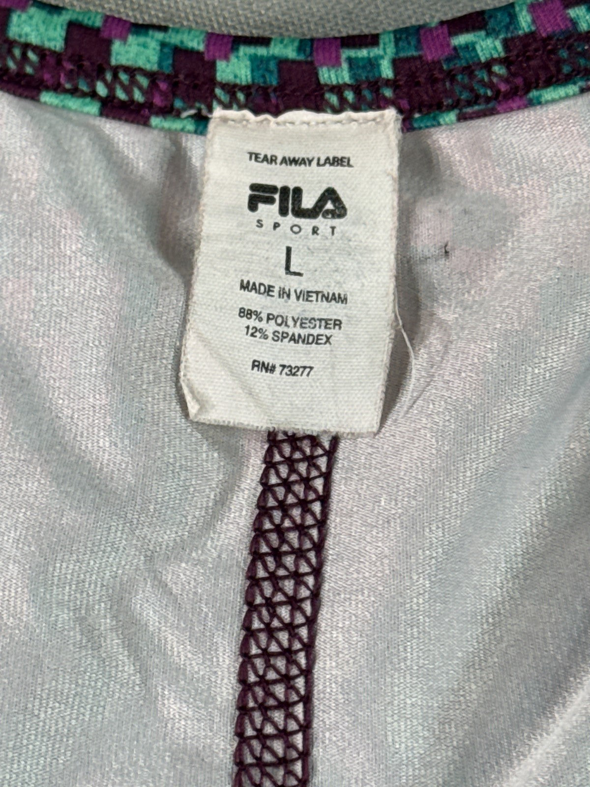 FILA Sport Womens L Racerback Tank Top Multicolor Geometric Athletic V-Neck