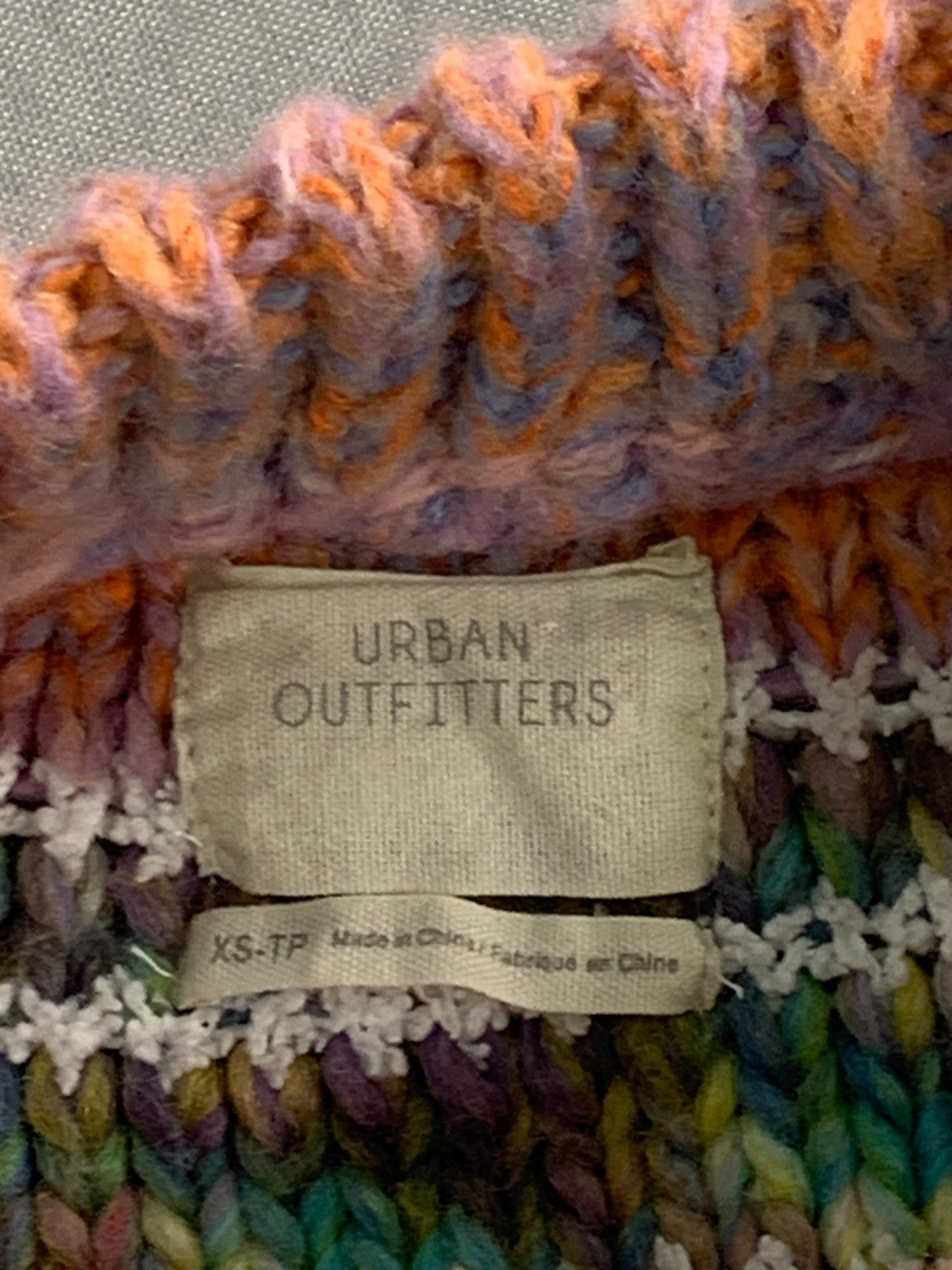 Urban Outfitters Women XS Petite Chunky Knit Sweater Space Dye Multicolor Crop