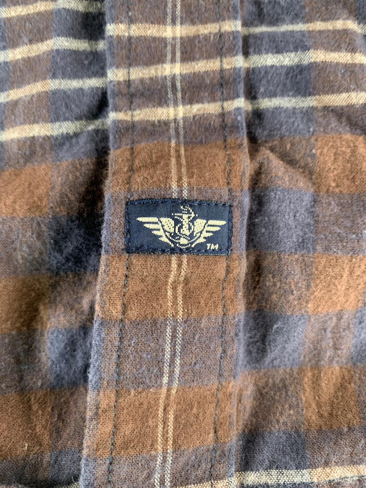 Dockers Plaid Button Down Shirt Brown Blue Flannel Long Sleeve Cotton L Apparel