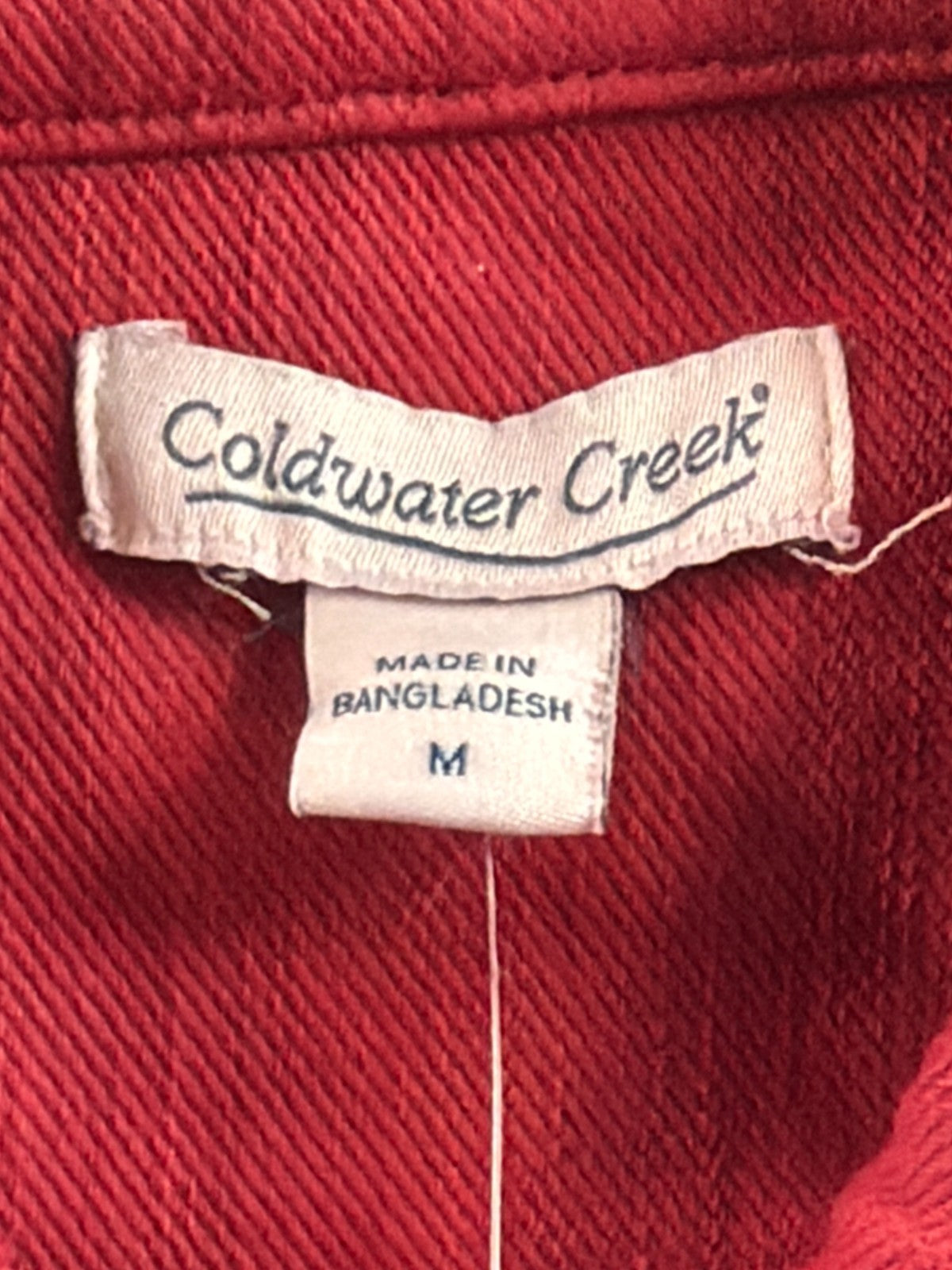 Coldwater Creek Red Denim Jacket Womens Medium Stretch Button Front Trucker