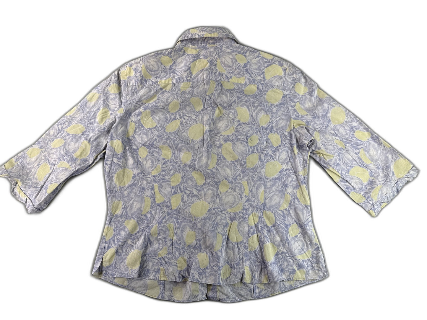ANN TAYLOR Button Up All Over Print Collared Sleeve Regular Fit Womens L