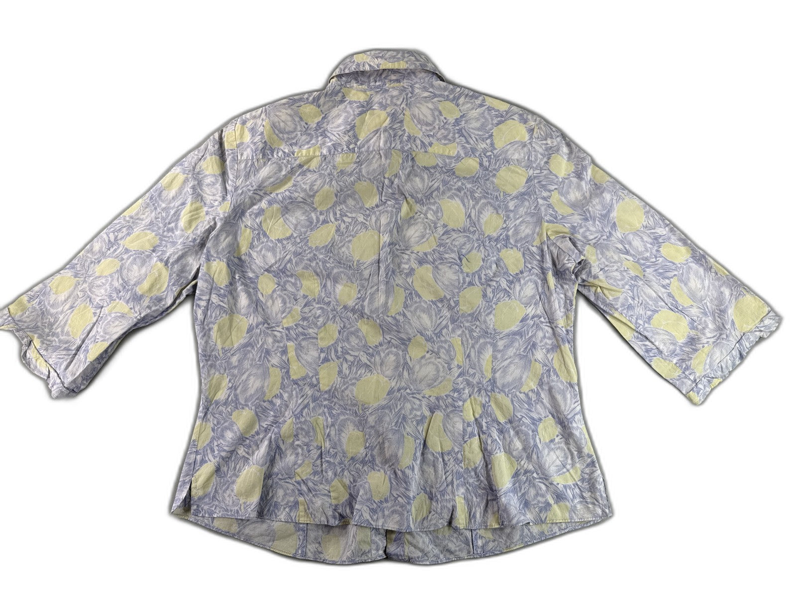 ANN TAYLOR Button Up All Over Print Collared Sleeve Regular Fit Womens L