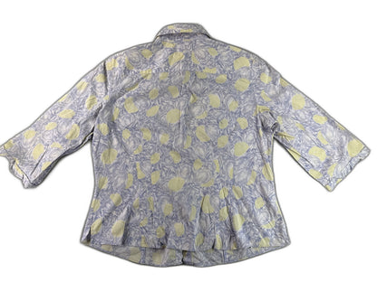ANN TAYLOR Button Up All Over Print Collared Sleeve Regular Fit Womens L