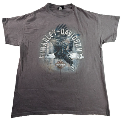 Harley Davidson Mens L Gray Lynchburg TN Dealer Eagle 1903 Bar Shield Logo Tee