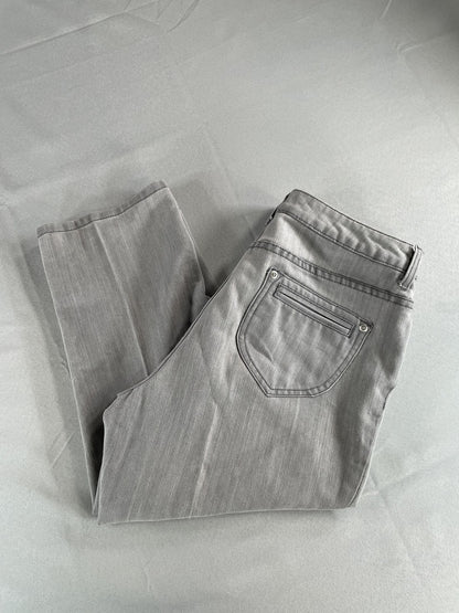 Chicos Platinum Jeans Womens 2 Gray Cropped Denim Stretch Capri Pants Classic 66