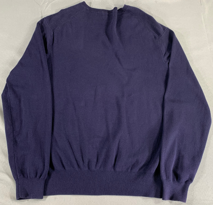Polo Ralph Lauren V Neck Sweater L Navy Blue Pima Cotton Pullover Pony Logo 133