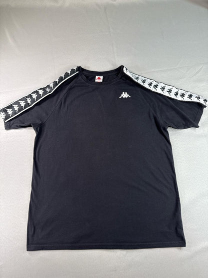 Kappa 222 Banda Tee Mens XL Black White Logo Tape Crewneck Short Sleeve Athletic