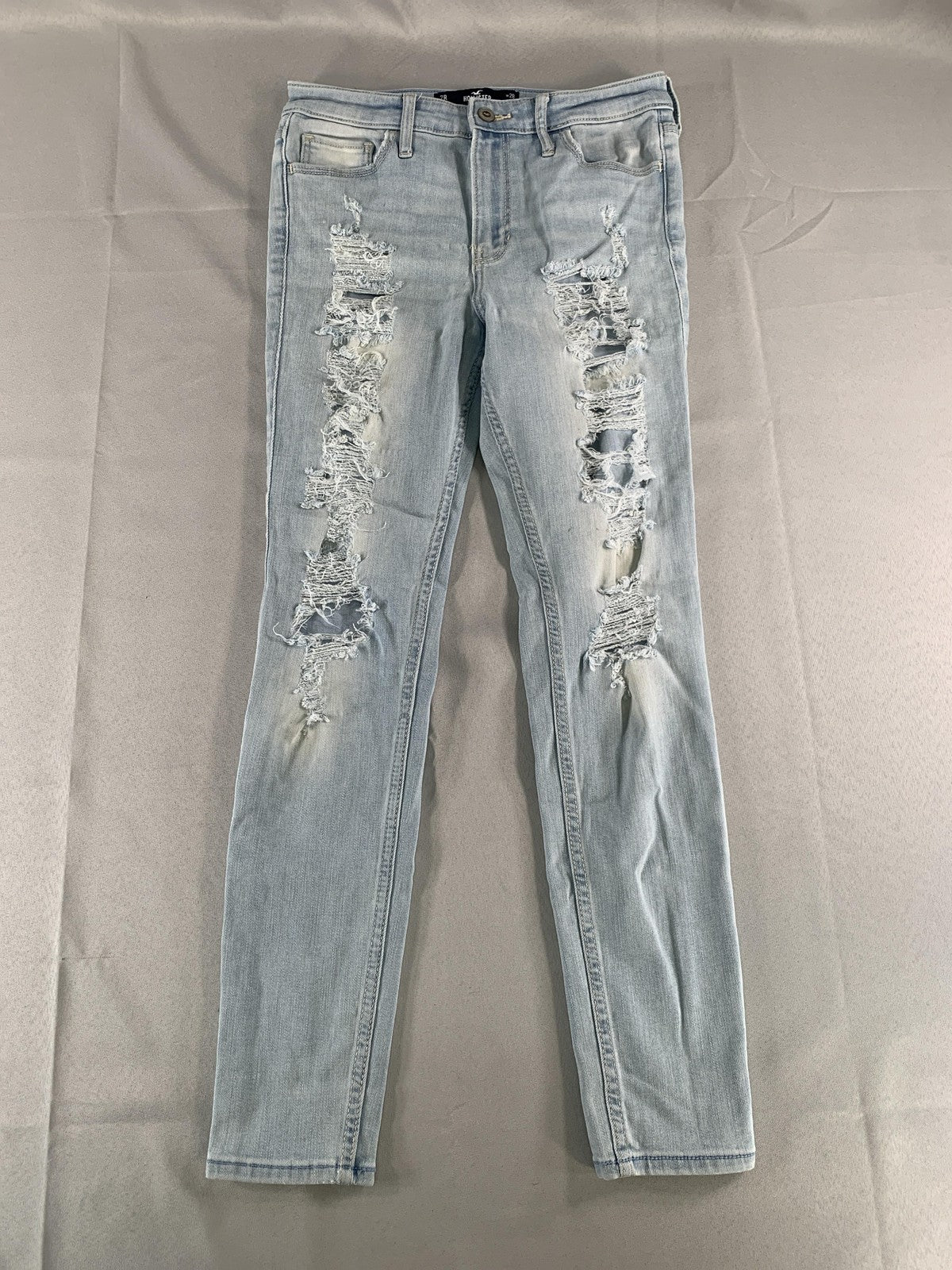 Hollister Jeans Womens 28 Light Blue High-Rise Super Skinny Distressed Ripped 7R