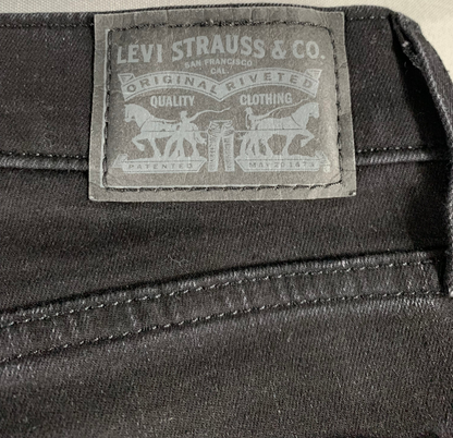 Levi’s 720 High Rise Super Skinny Jeans W30 Black Raw Hem Stretch Denim 28.5"