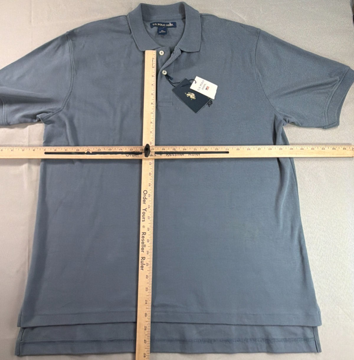 US Polo Assn Polo Shirt Mens XL Blue Gray Cotton Classic Logo Casual Preppy