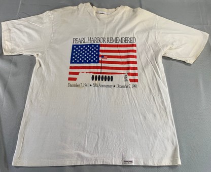 Vintage 1991 Crazy Shirts Pearl Harbor 50th Anniversary Tee XL USA Single Stitch