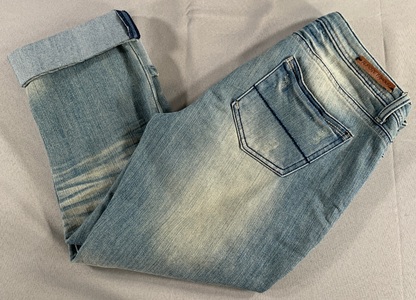 Almost Famous Jeans Size 11 Distressed Crop Cuffed Light Wash Denim Y2K Style