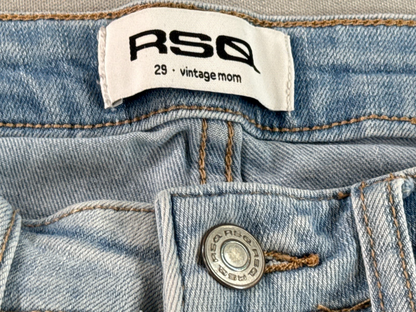 RSQ Vintage Mom Jeans Womens 29 Light Wash Distressed Raw Hem Denim Pants