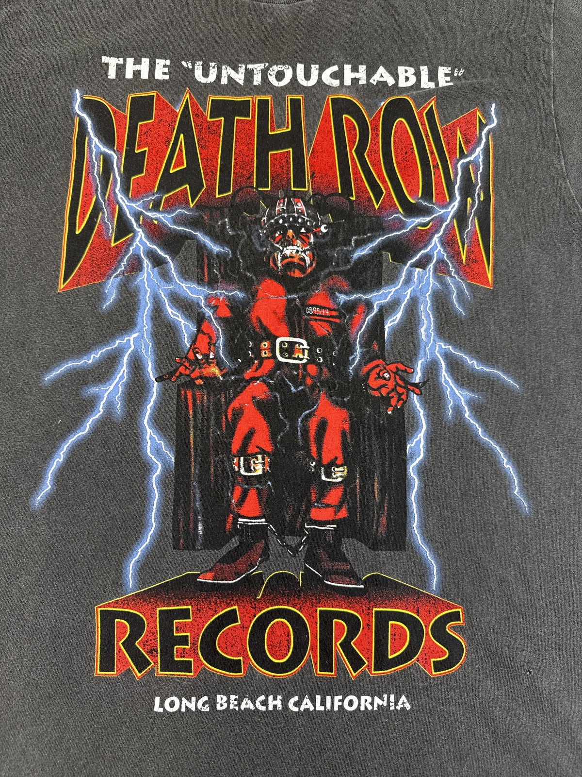 Death Row Records Graphic Tee S S/P Black Cotton Short Sleeve Crewneck All Over