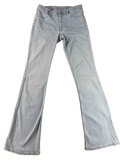 H&M Girls 13-14Y Flared Bootcut Jeans Light Wash Blue Stretch High Rise Denim