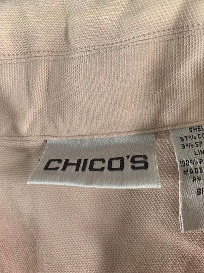 Chicos Jacket Womens 1 Stretch Casual Button Front Pockets Lightweight Blazer 97
