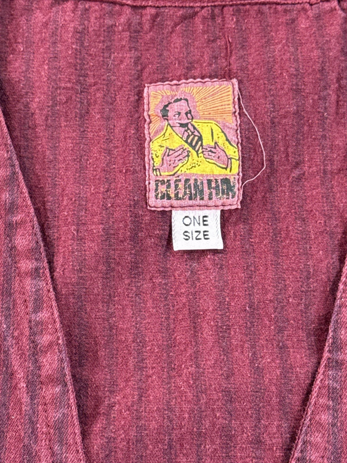 CLEAN FON 20th Century Fox Vintage Striped Maroon Cotton Sleeveless Neck Button