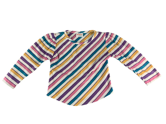 Vintage Health-tex Shirt Girls 5 Multicolor Diagonal Stripe Long Sleeve Made USA