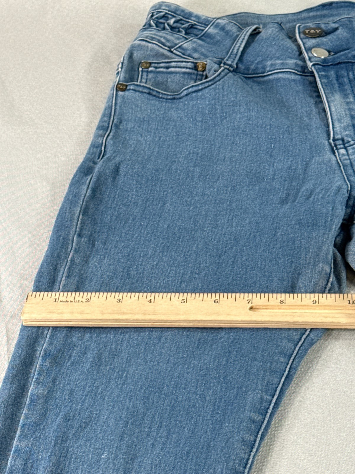 T&Y Girls Skinny Jeans 11/12 Light Wash Stretch Denim Jegging Youth Blue