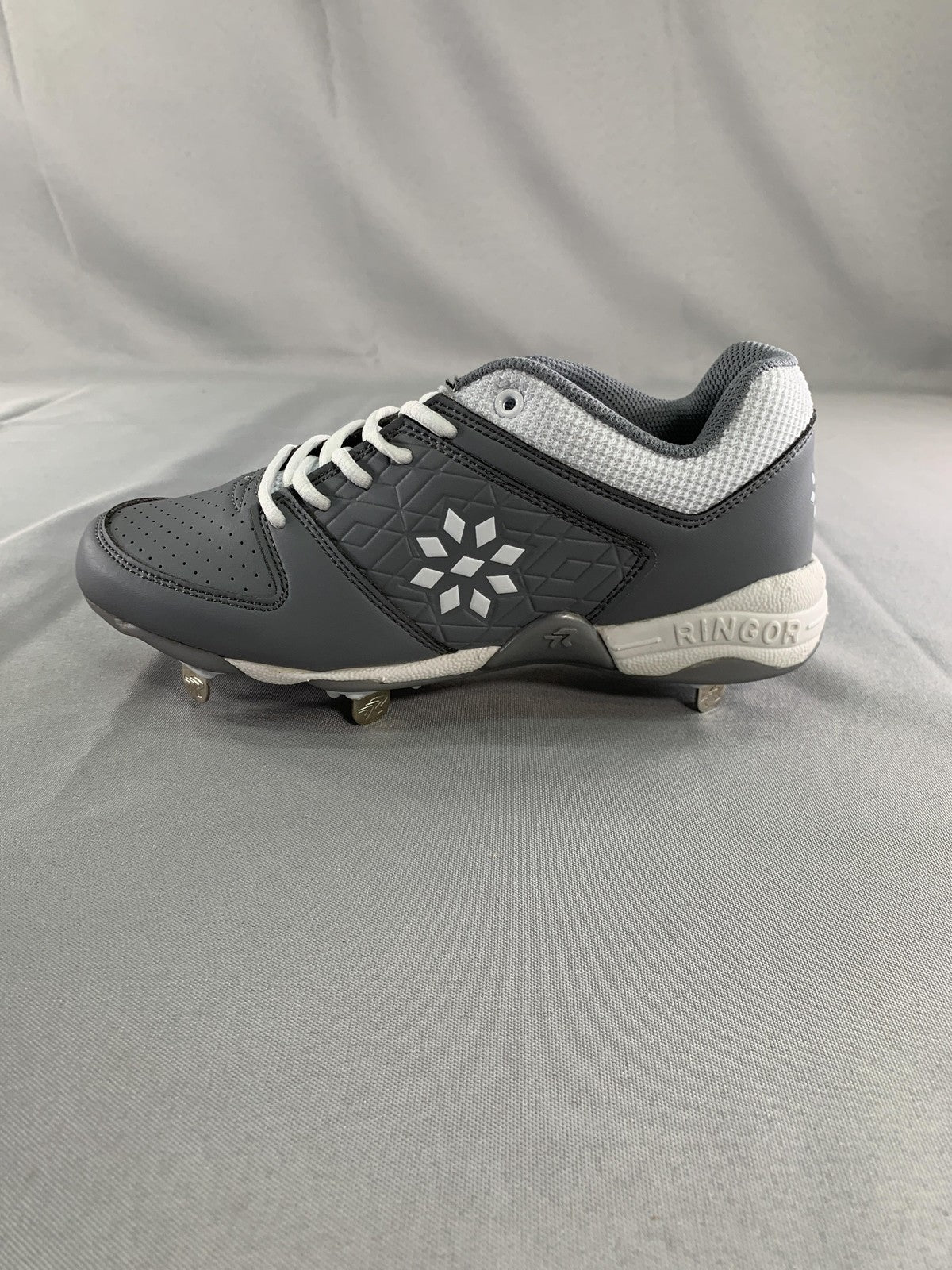 Ringor RIP-IT Diamond Softball Cleats Womens 8 Gray Charcoal White Metal Shoes