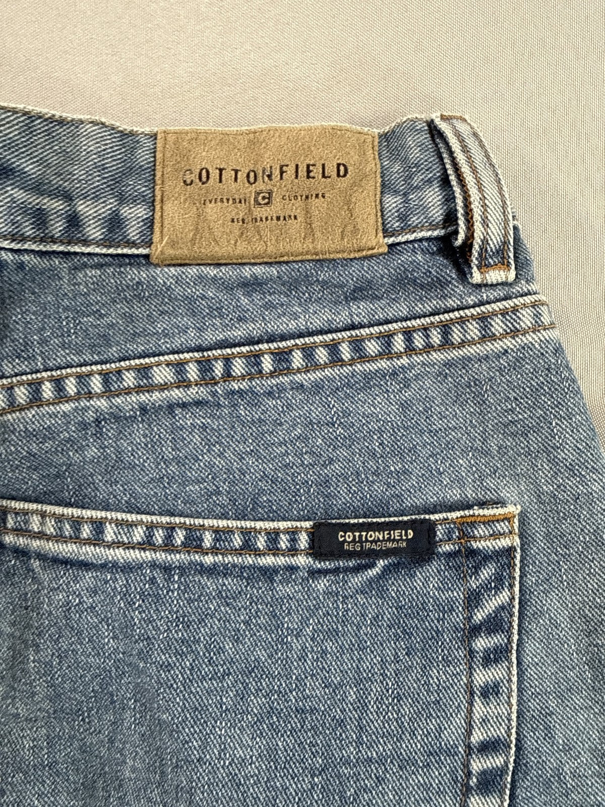 COTTONFIELD Light Wash Jeans Length 100% Cotton Straight Fit Classic Unisex