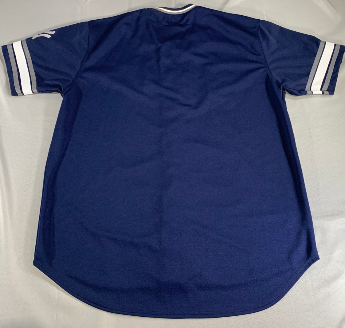 Yankees Jersey XXL Stitches Script Logo Button Up Navy Baseball Shirt Mens VTG