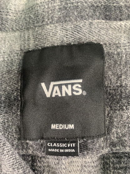 Vans Jacket Mens Medium Black Gray Plaid Fleece Flannel Shirt Classic Fit NWT