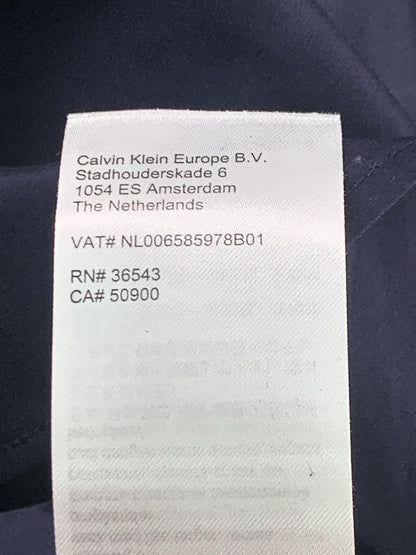 Calvin Klein Shirt Mens XL Blue Short Sleeve Snap Front Slim Fit Casual branding