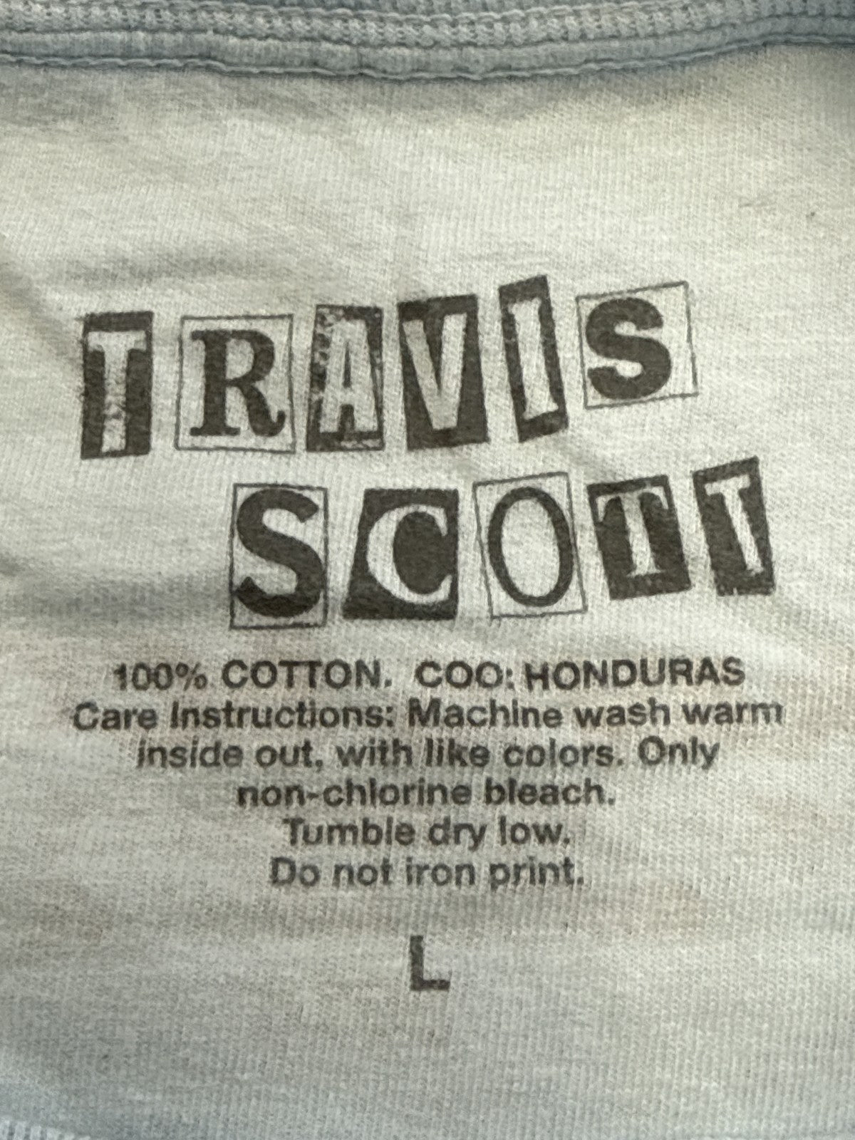 Travis Scott TS Birds Music Graphic Tee L White Long Sleeve 100% Cotton