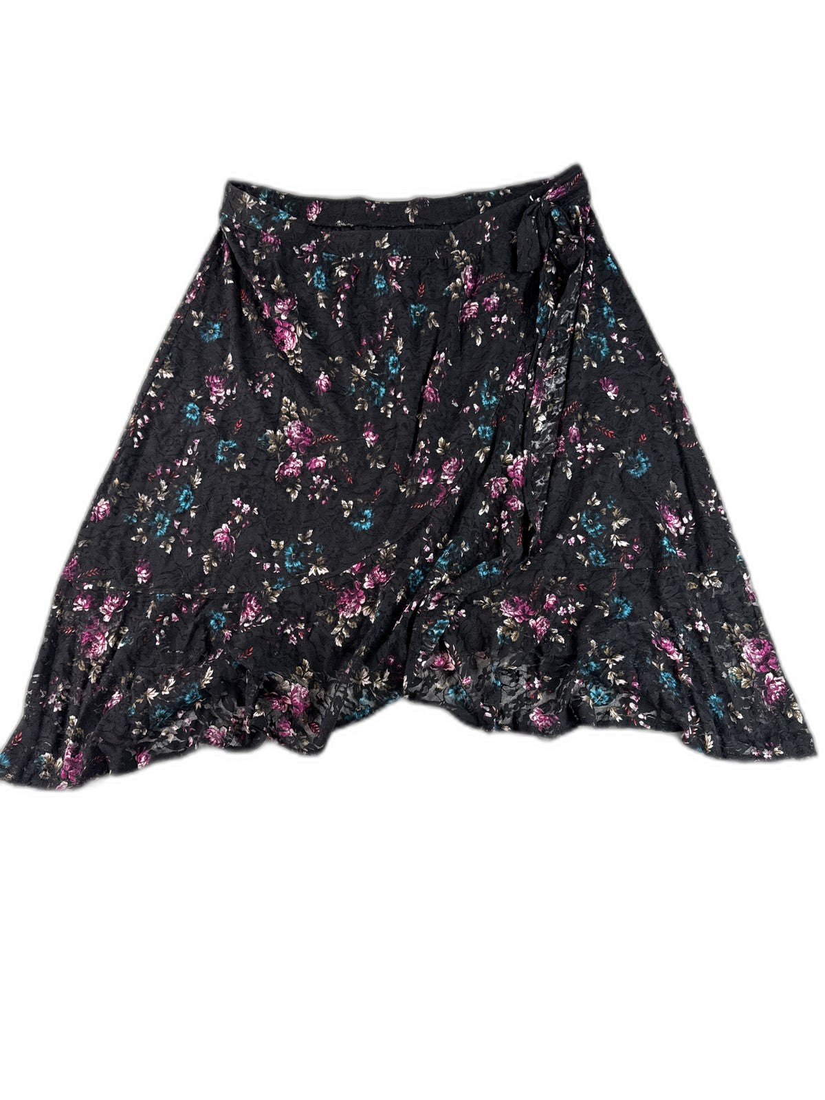 Lane Bryant Line Skirt 22 Plus 22/24 Black Floral Lace Elastic Waistband Nylon
