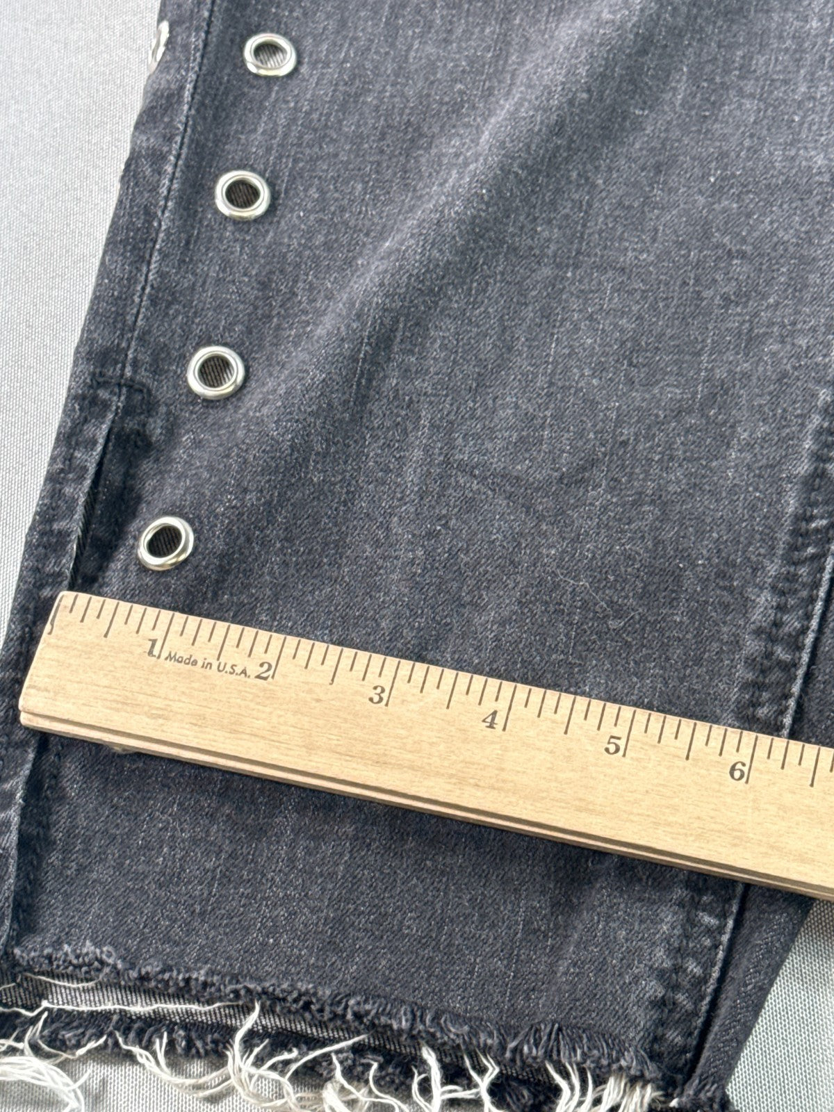Seven7 Ankle Skinny Jeans Womens 22W Gray Grommet Frayed Hem Stretch Denim
