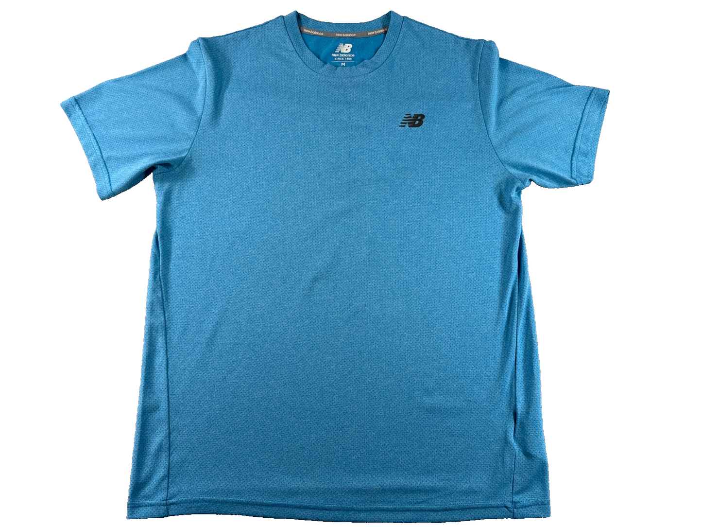 New Balance Mens M Light Blue Performance Athletic Tee Short Sleeve Mesh Running