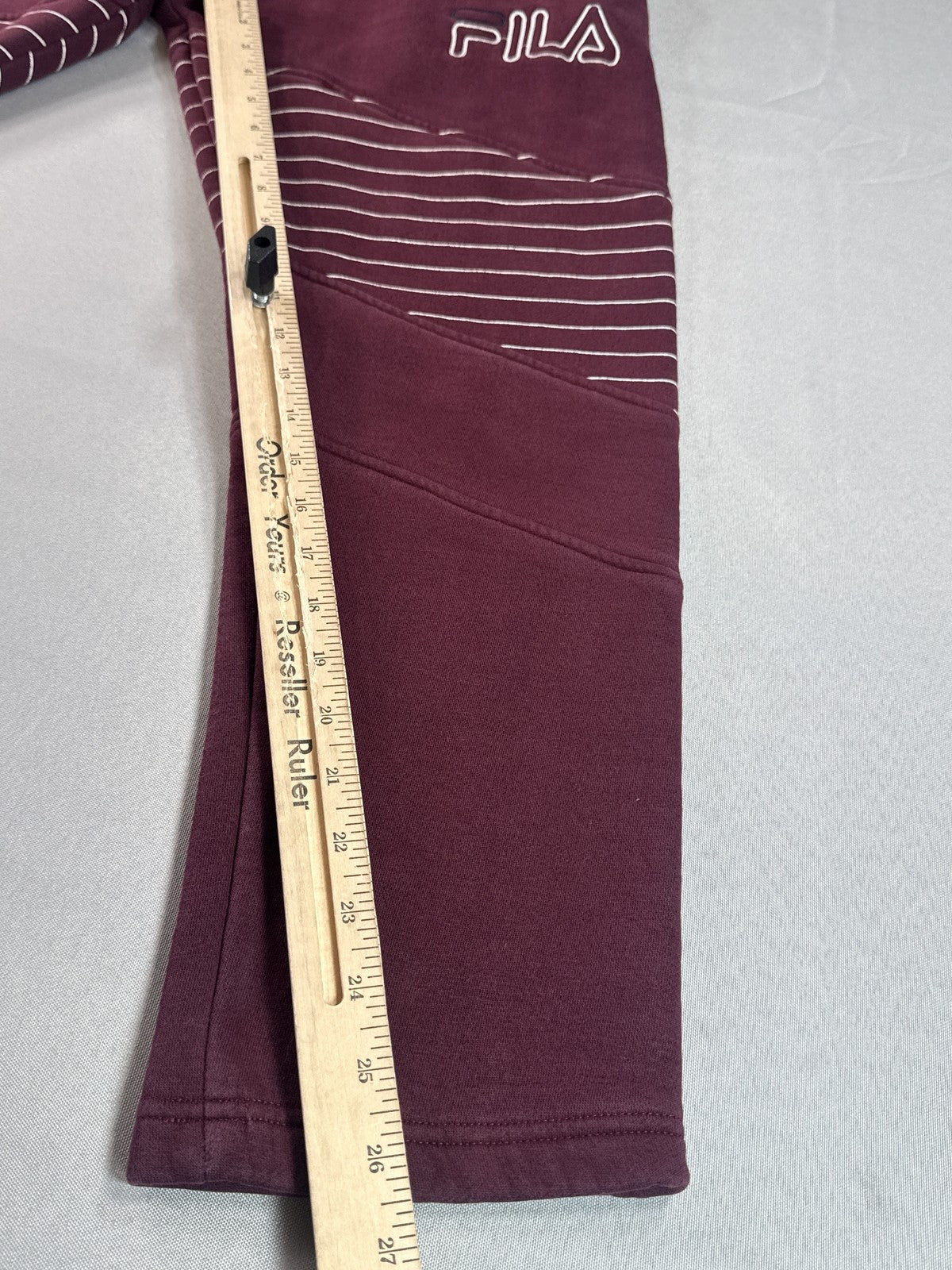 FILA Burgundy Joggers Pants L Cotton Blend Graphic Elastic Waistband Drawstring