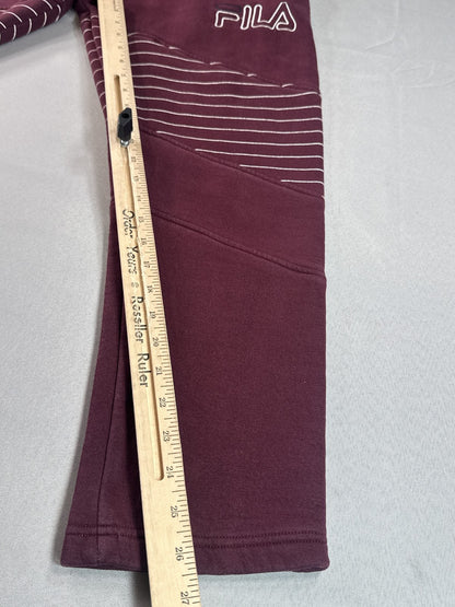 FILA Burgundy Joggers Pants L Cotton Blend Graphic Elastic Waistband Drawstring
