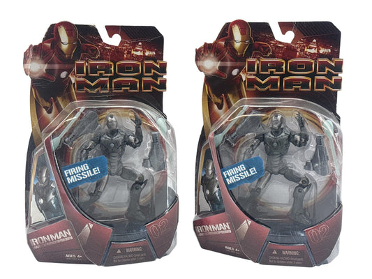 Marvel Iron Man Movie Mark 02 Action Figure Hasbro Firing Missile Silver Red NWT
