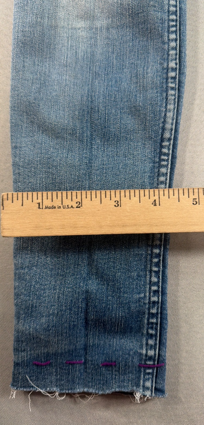 Abercrombie Kids Slim Jeans Girls 14 Distressed Patch Raw Hem Stretch Denim