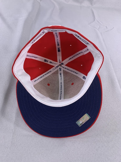 Chicago Cubs Hat Cap Fitted Mens 7 1/4 Red MLB Baseball Stars & Stripes New Era