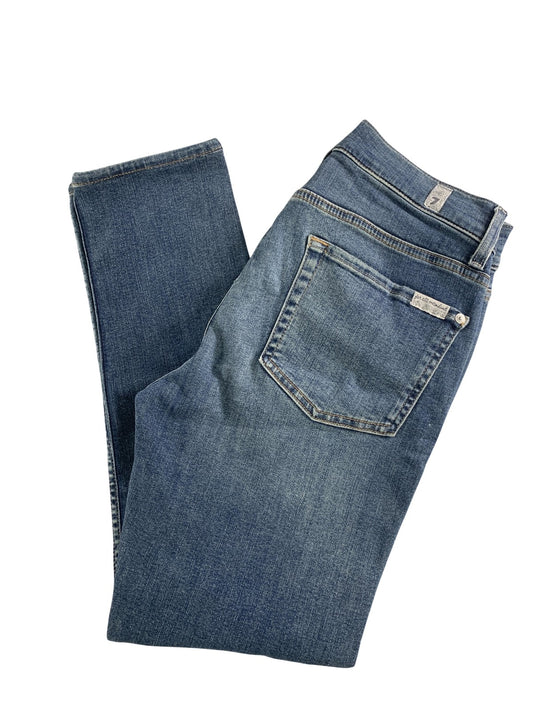 7 For All Mankind Slimmy Jeans Mens 31x24 Blue Wash Denim Slim Straight Zip Fly
