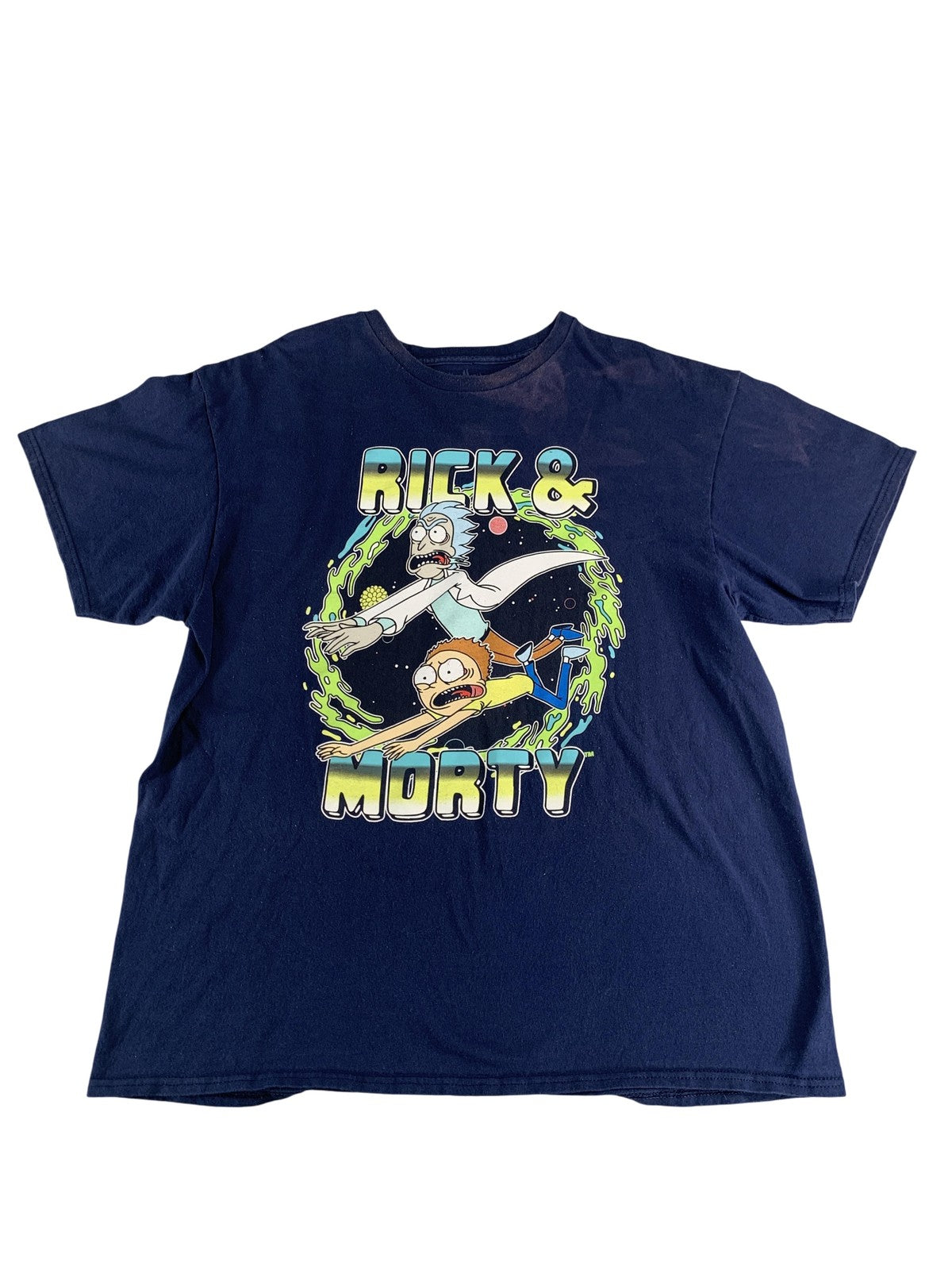 Rick and Morty Shirt Mens XL Blue Cartoon Graphic Tee Adult Portal Comedy Show