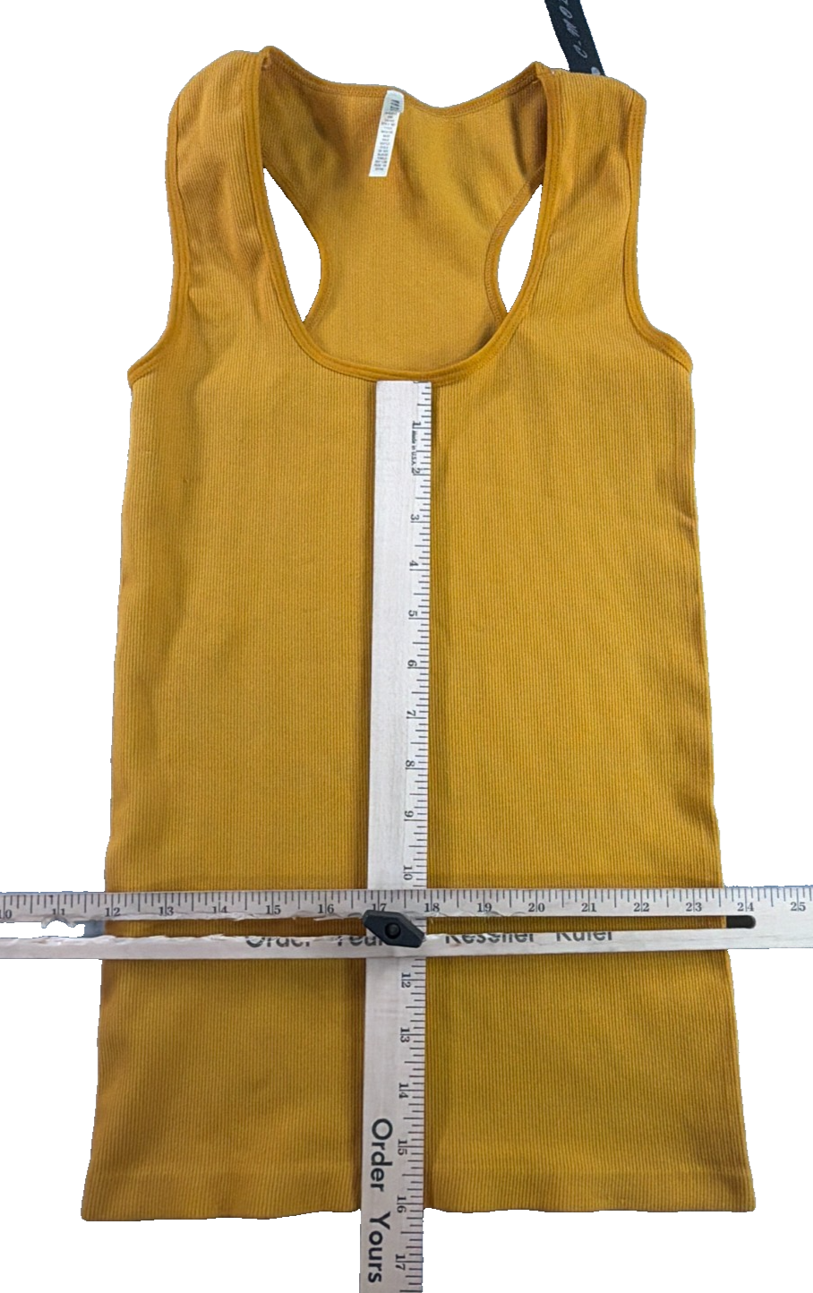 C-Mode Ribbed Racerback Tank Top Mustard Yellow Nylon Spandex Scoop Neck NWT