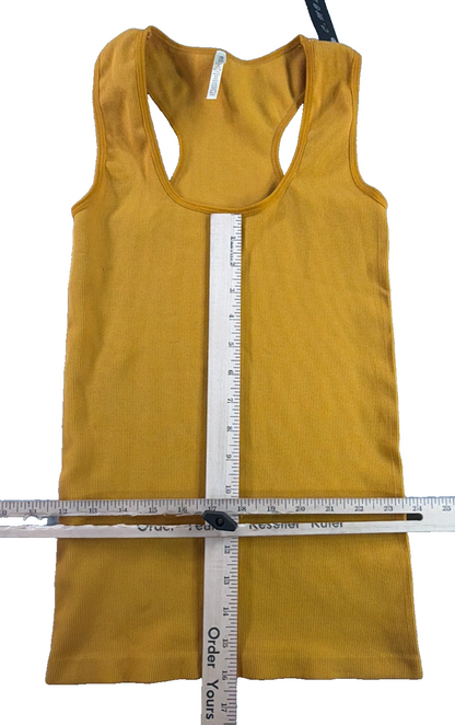 C-Mode Ribbed Racerback Tank Top Mustard Yellow Nylon Spandex Scoop Neck NWT