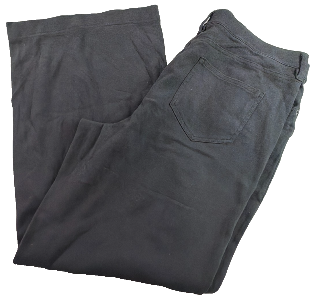 LANDS END Black Sport Knit Elastic Waist Corduroy Wide Leg Pants Womens XL/P NEW